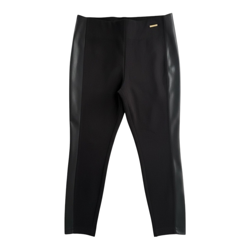 Marc New York Andrew Marc Black Faux Leather Side Panel Leggings Womens PL